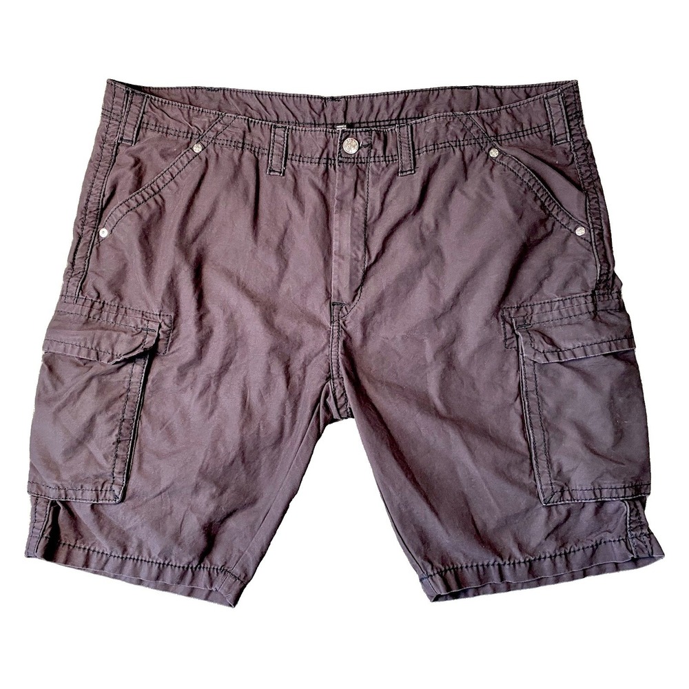 True Religion Cargo Shorts Mens Size 44 Black Pockets 12" inseam Casual